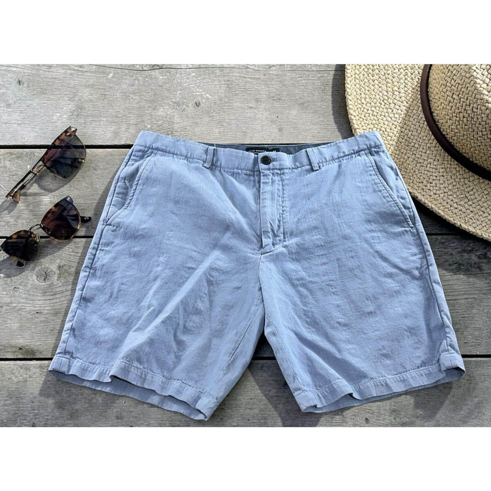 Men's Club Monaco Maddox Fit Blue Shorts Sz 34 Casual 9" Inseam Cotton